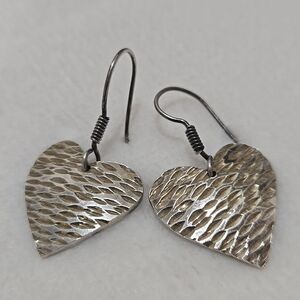 Vintage Sterling Silver Handmade Heart Earrings